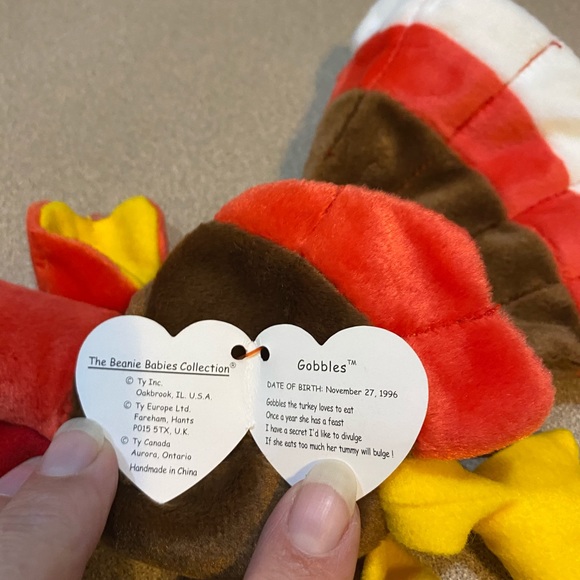 New Ty Baby Flitter butterfly 1999 or Gobbles-1996 - Picture 7 of 7